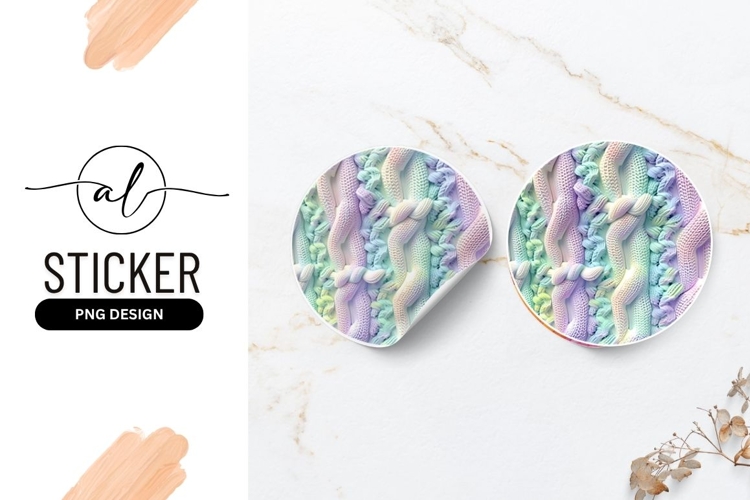 Pastel Knitted Texture Background Round Sticker Png