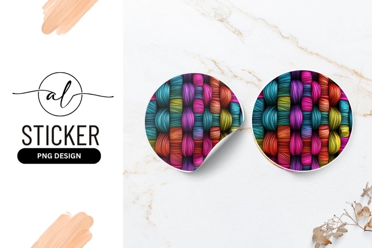 Colorful Braided Weave Round Sticker Png Design