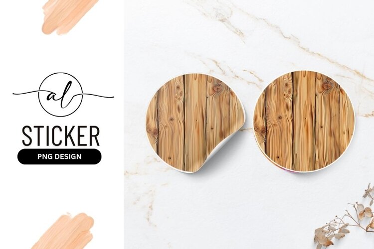 Wood Grain Texture Circular Round Sticker Png example image 1