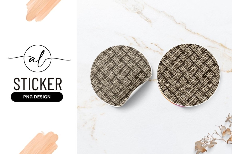 Woven Fabric Texture Brown Round Sticker Png