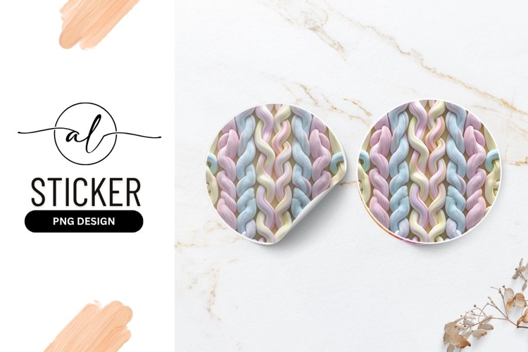 Pastel Braided Rope Circular Round Sticker Png