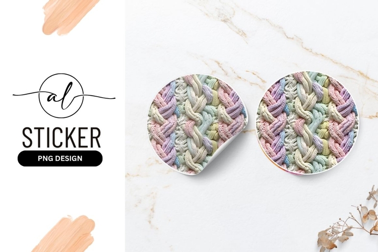 Pastel Braided Texture Round Sticker Png