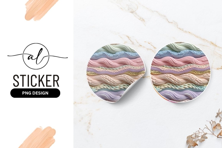 Pastel Knitted Fabric Texture Round Sticker Png