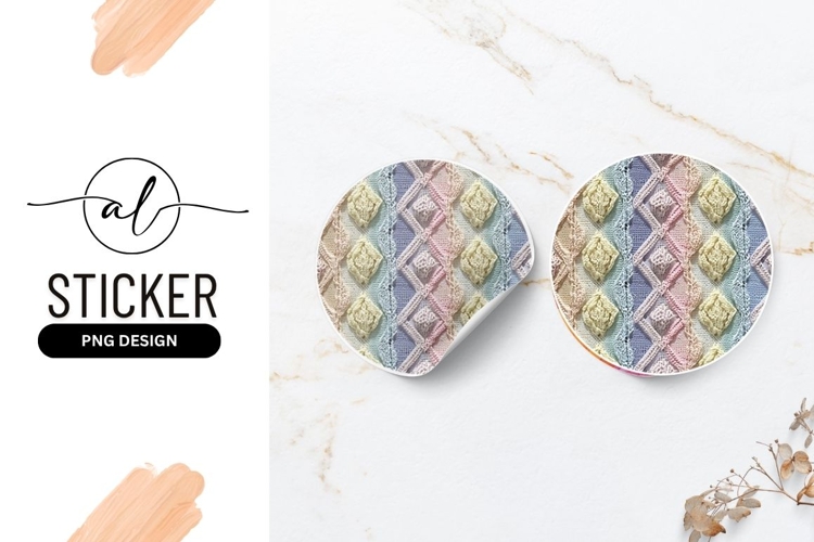 Pastel Diamond Knit Texture Round Sticker Png