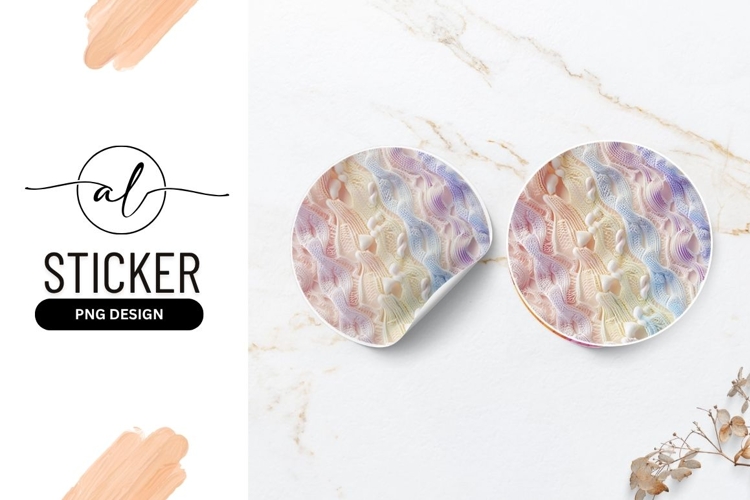 Pastel Toned Abstract Textile Design Round Sticker Png