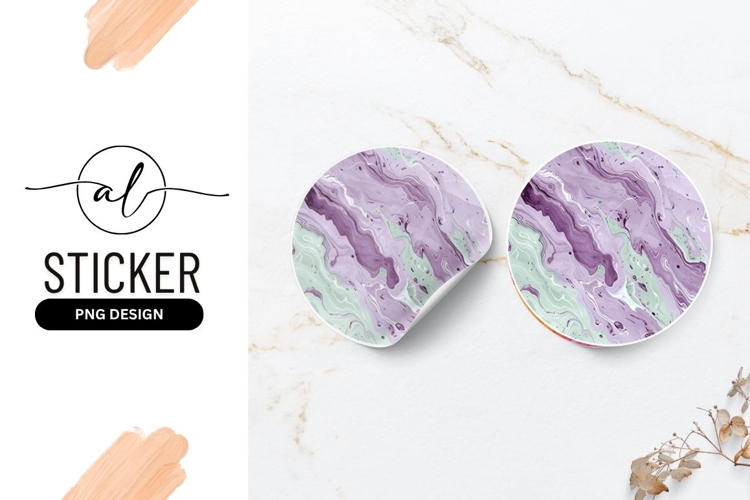 Lilac Marble Texture Round Sticker Png