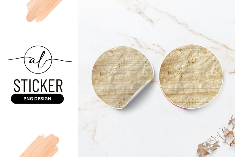 Wrinkled Paper Texture Round Sticker Png