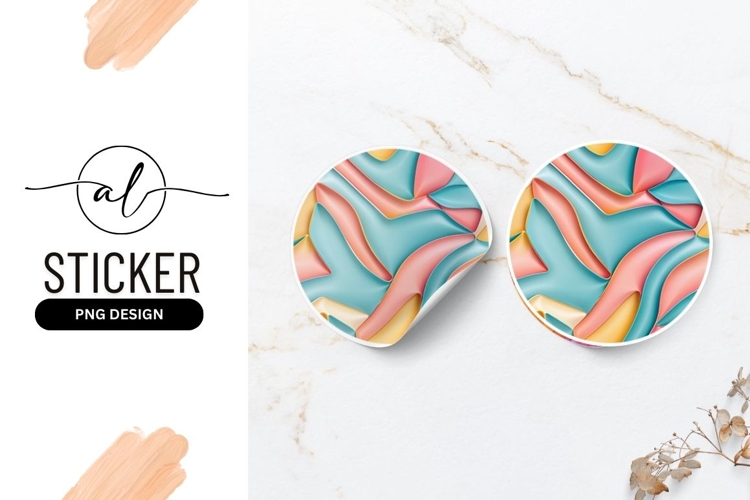 Abstract Pastel Swirls Round Sticker Png Design