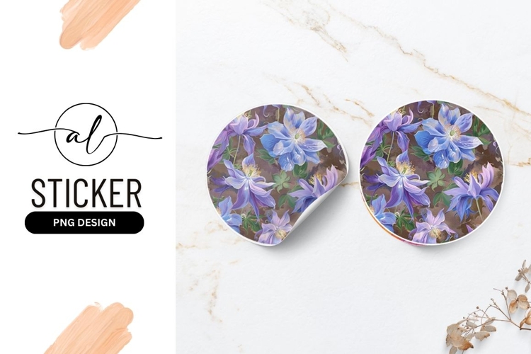 Blue clematis flower round sticker png design