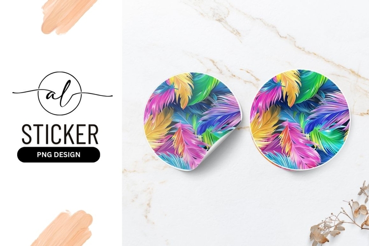 Vibrant tropical leaf round sticker png design