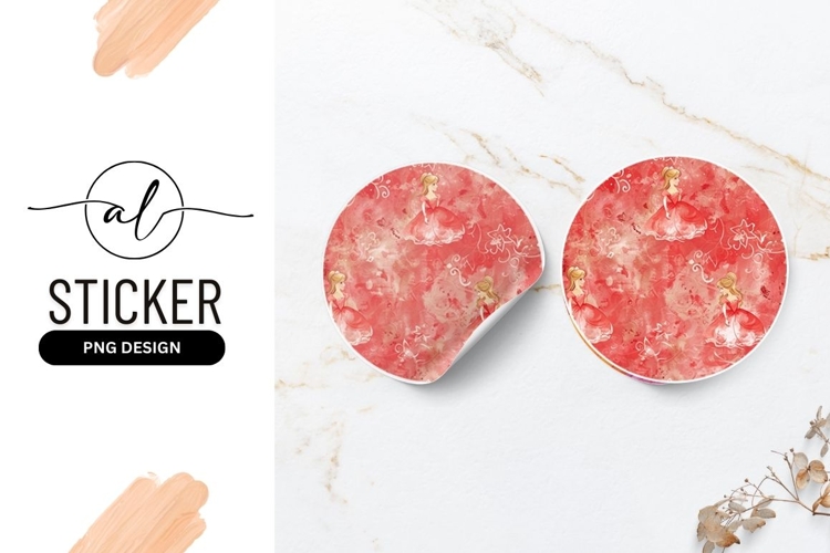 Enchanted princess round sticker png design