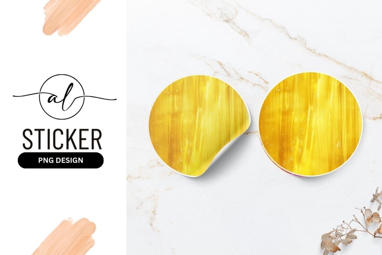 Golden sparkle round sticker png design