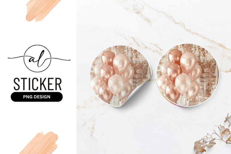 Elegant rose gold balloon sticker design