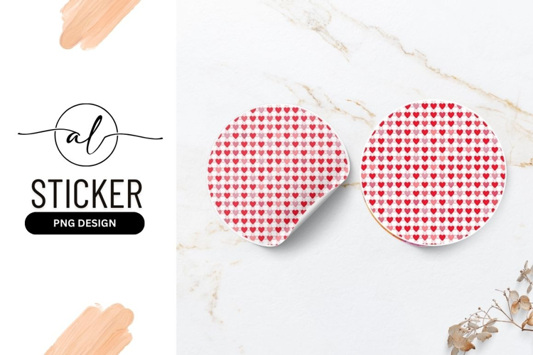 Round sticker with heart pattern