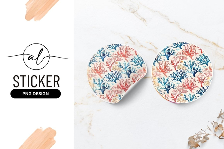Vibrant coral reef round sticker