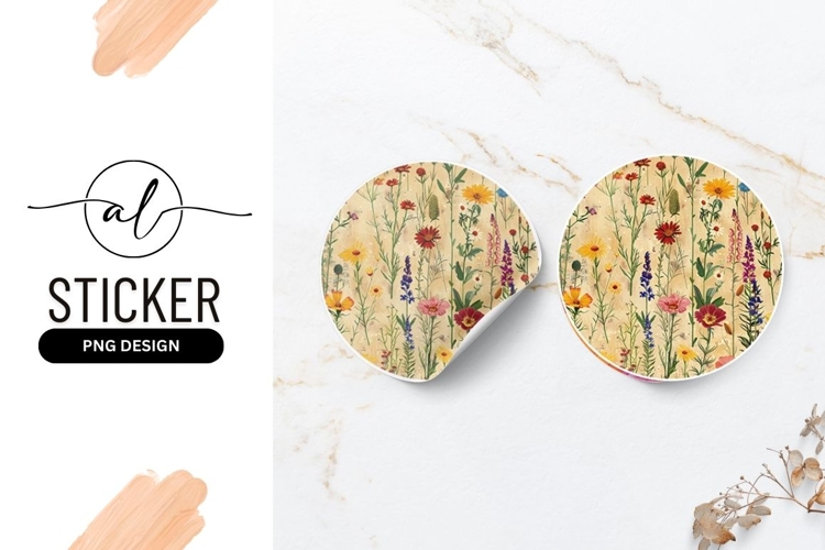 Round sticker with floral design