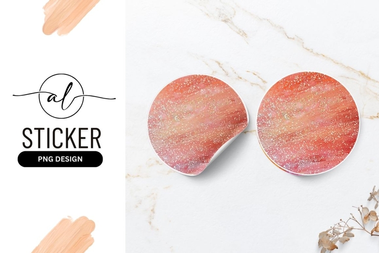 Round sticker png design with sparkling glitter effect