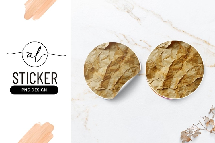 Vintage crumpled paper round sticker png design