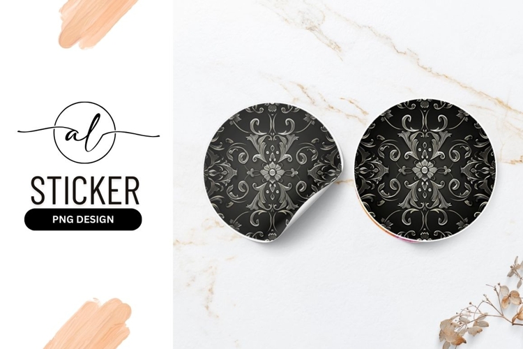 Ornate round sticker png design
