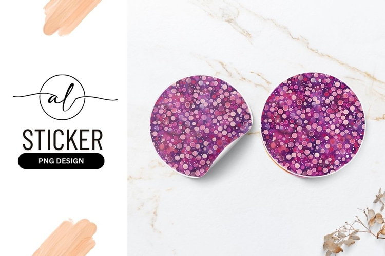 Vibrant purple polka dot round sticker