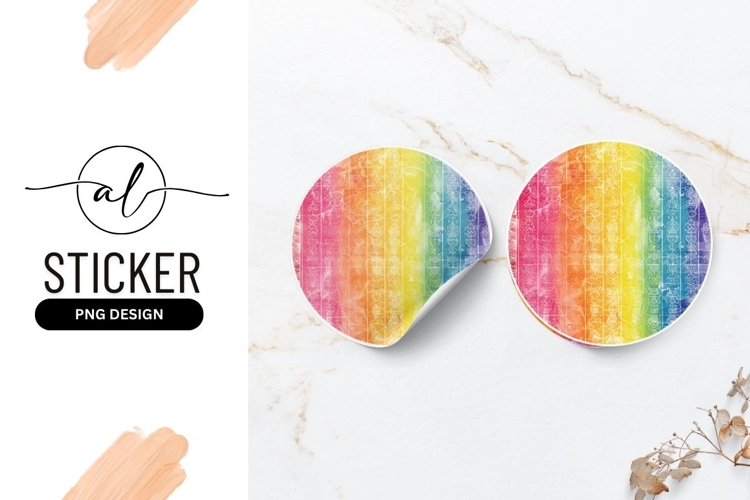 Rainbow pattern round sticker png design