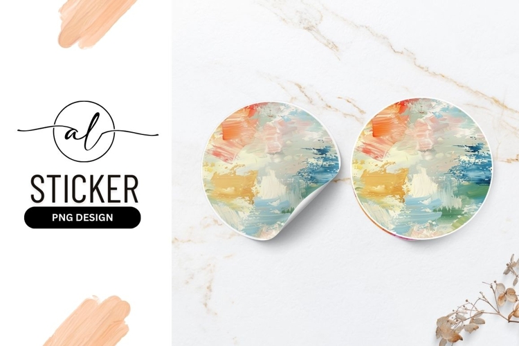 Abstract round sticker png design