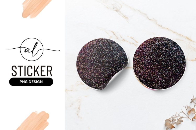 Colorful glitter round sticker png design