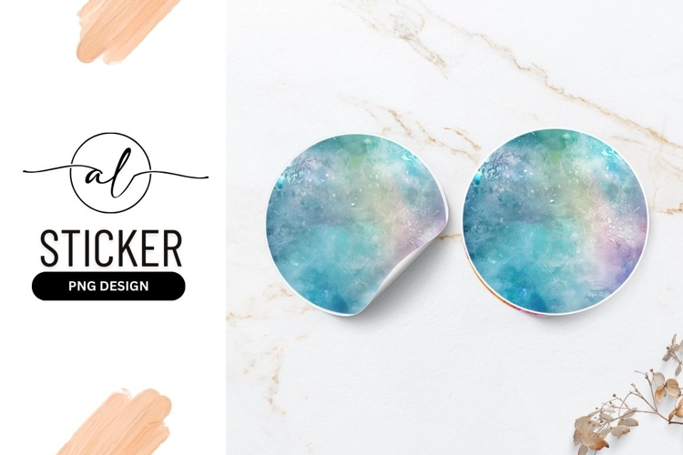 Abstract water splash round sticker png design