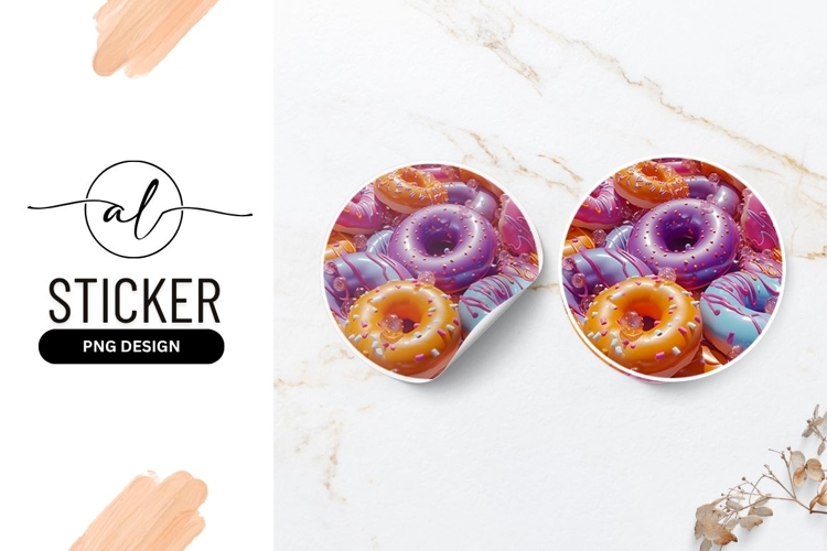 Colorful Donuts Delicious Treats Round Sticker Png