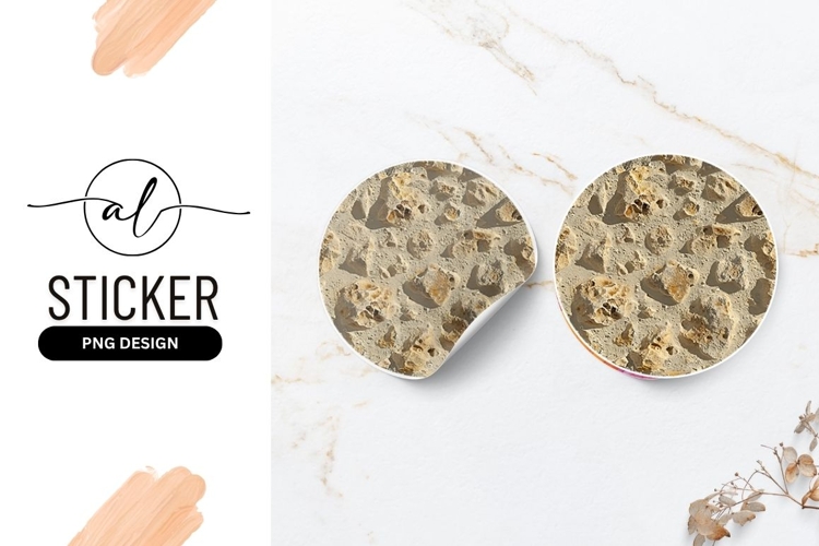 Beige Stone Wall Texture Inside Round Sticker Png brown example image 1