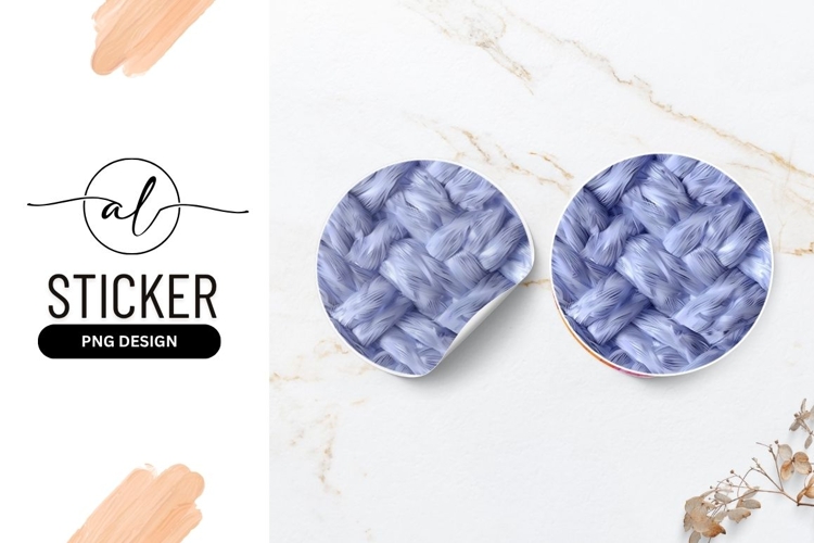 Light Blue Woven Texture Round Sticker Png