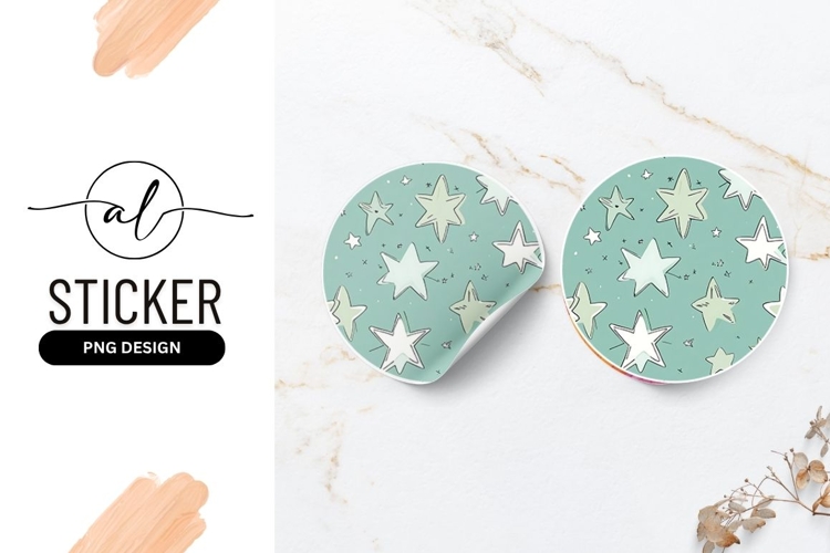 Starry Sky Hand Drawn Round Sticker Png