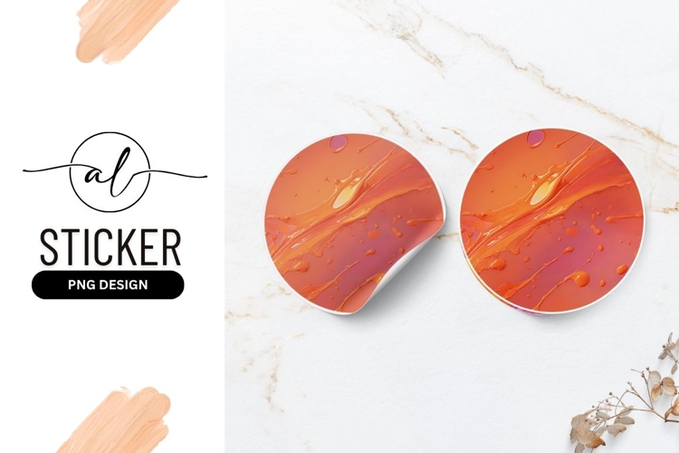 Orange Paint Splatter Artistic Round Sticker Png