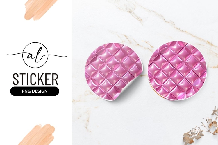 Pink Padded Circular Texture Background Round Sticker Png