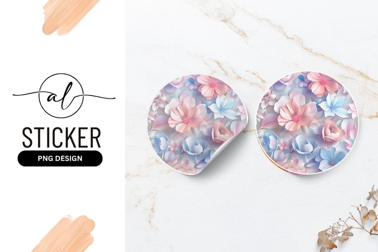 Pastel Flowers Elegant Floral Pattern Round Sticker