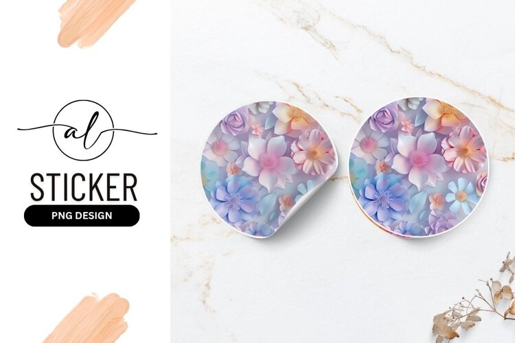 Pastel Floral Arrangement Round Sticker Design example image 1