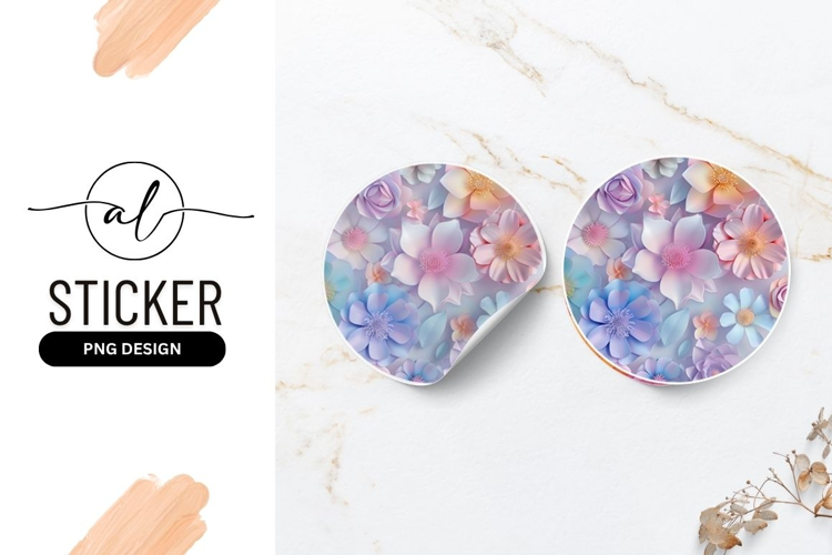 Pastel Floral Arrangement Round Sticker Design