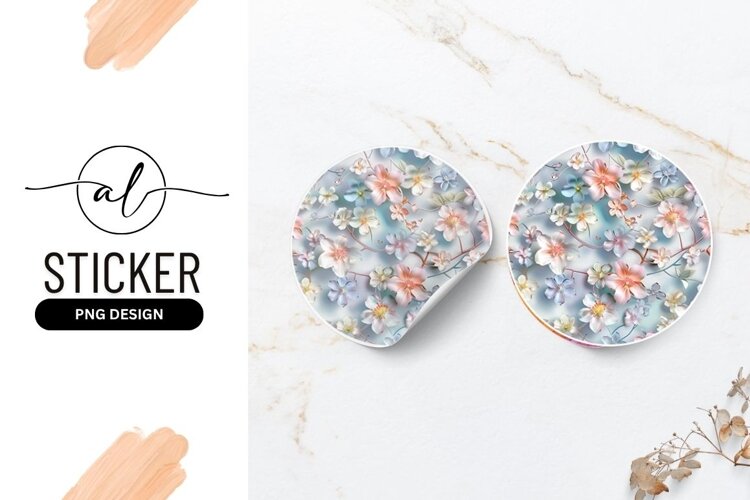 Soft Pastel Floral Arrangement For Round Sticker example image 1