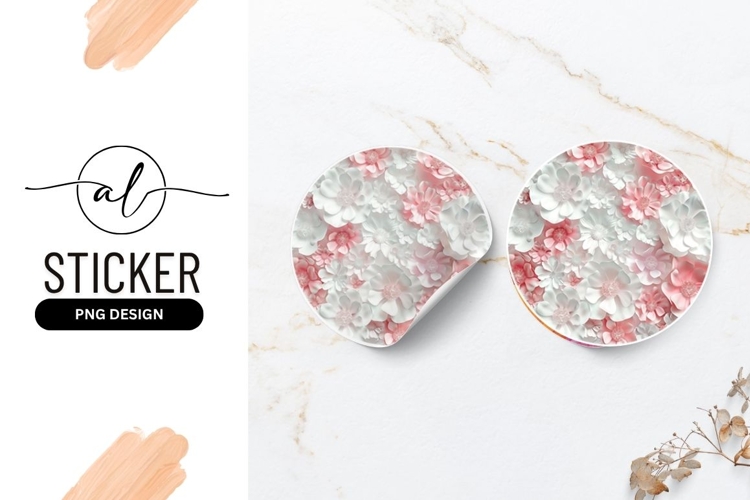 Pink And White Paper Flowers Round Sticker