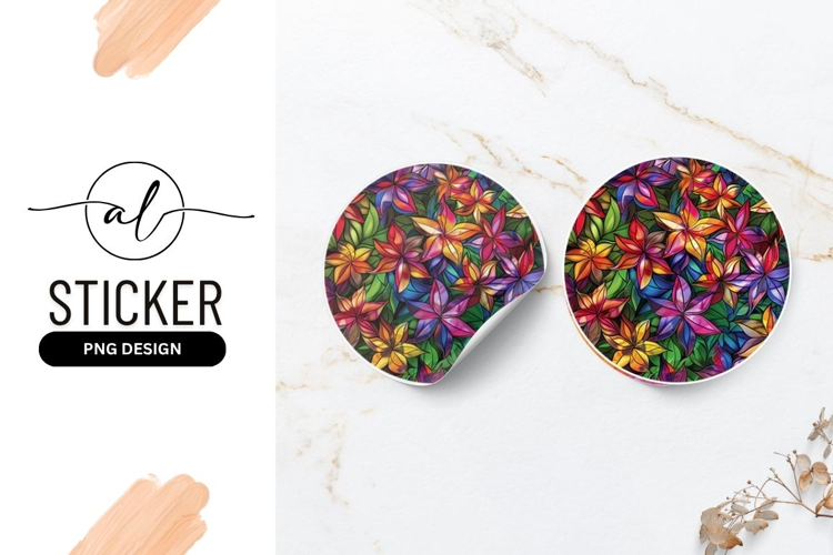 Colorful Floral Illustration in Round Shape