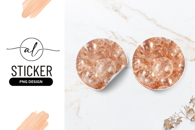 Rose Gold Balloons Sparkling Party Celebration Round Sticker