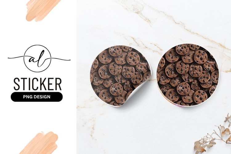 Chocolate Chip Cookies Seamless Background Round Sticker Png