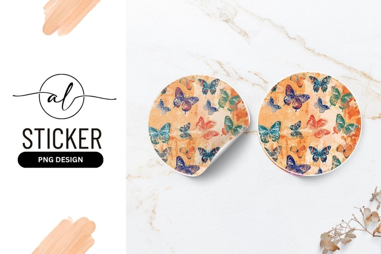 Colorful Butterflies Textured Circle Illustration