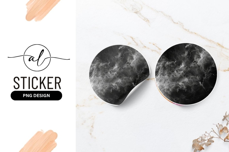 Black And White Abstract Cloud Round Sticker Png