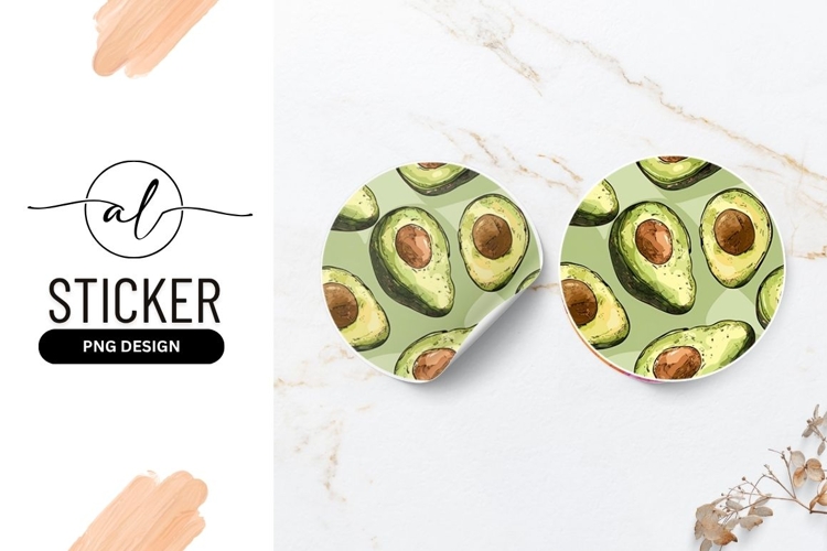 Avocado Halves Pattern Round Sticker Png Fresh Design