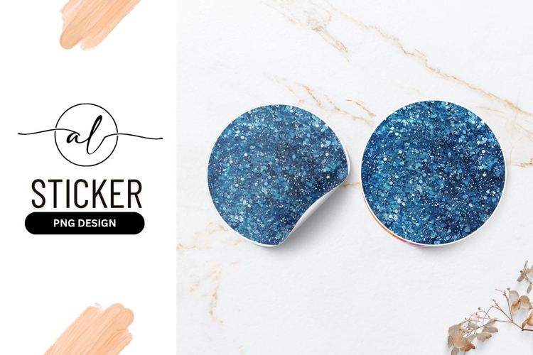 Blue Glitter Round Sticker Png Festive Background