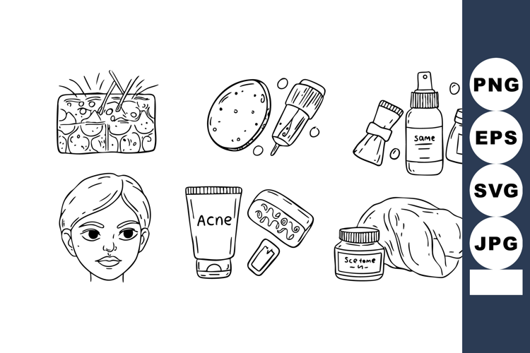 Facial skincare routine acne treatment products and tools ve