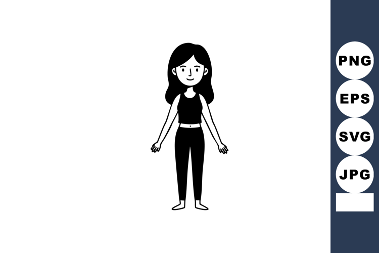 Young woman standing in casual outfit simple black and white