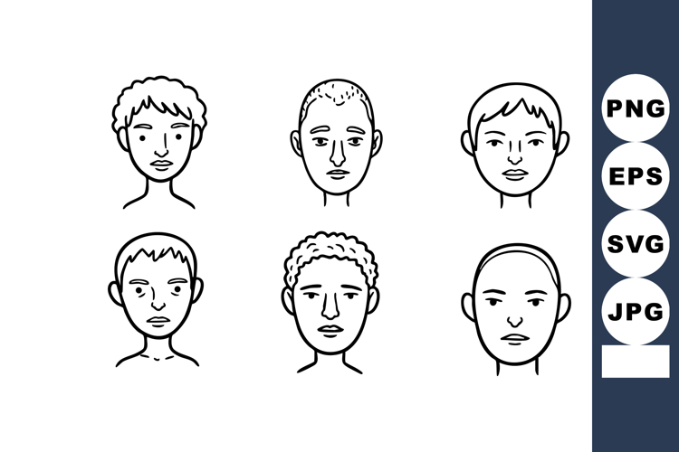 Male faces with diverse hairstyles and expressions vector il