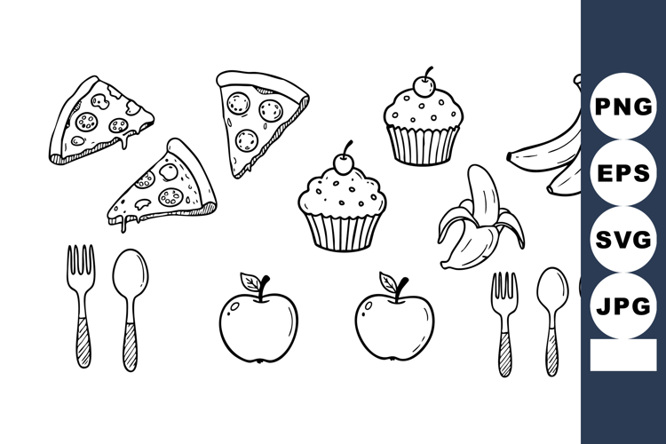 Food Clipart Black and White Image 3